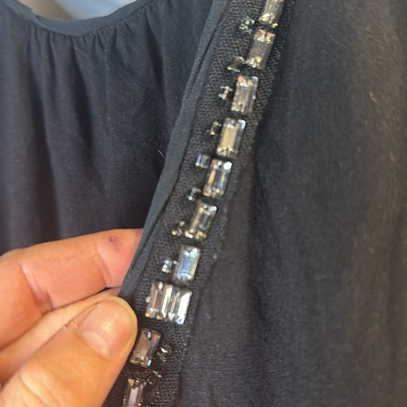 Black slinky bar top- backless tank top with bed embellishment - Picture 4 of 11